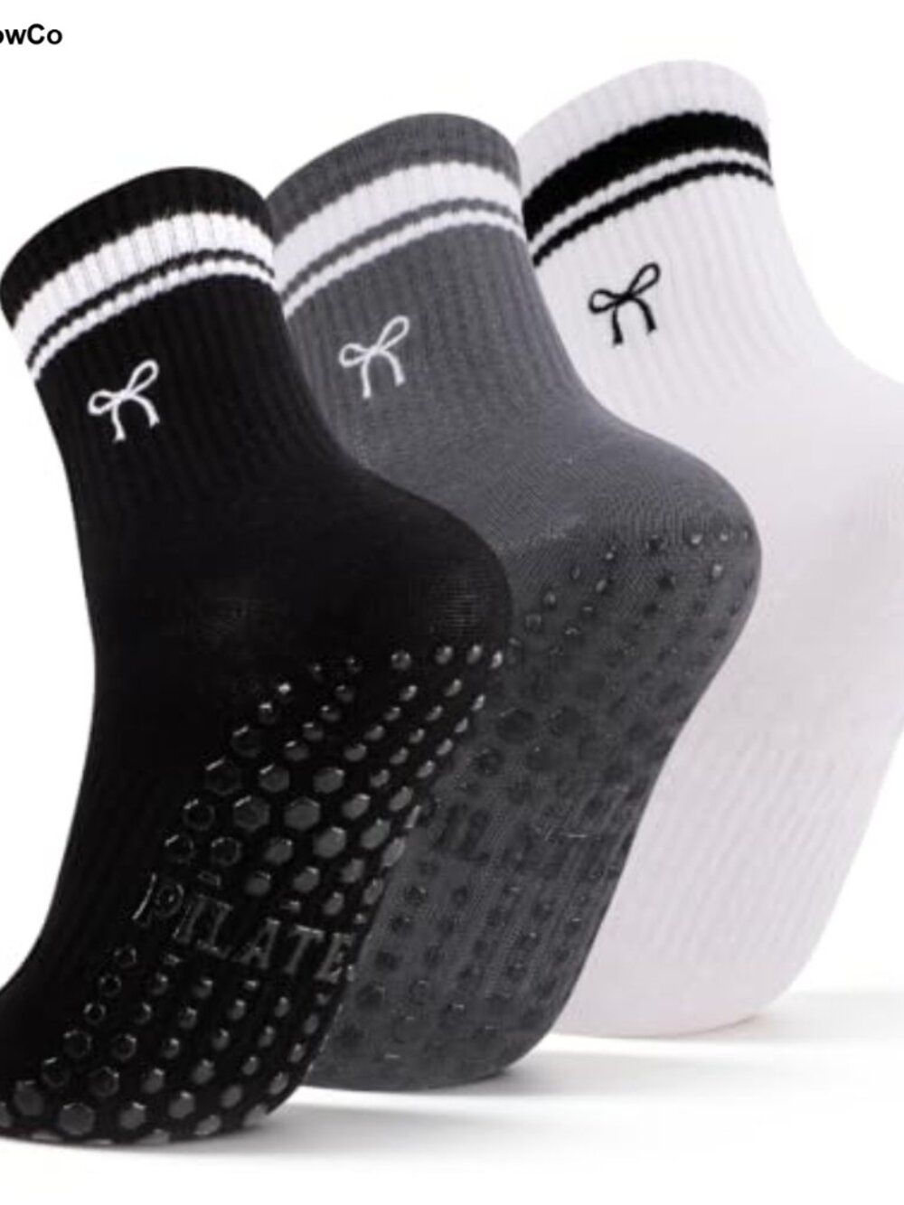 Women's Non Slip Yoga Pilates Grip Socks Cotton Spandex Crew Socks